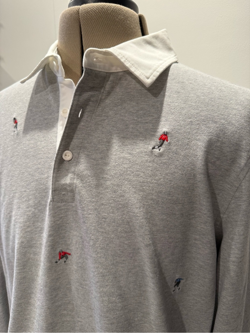 Brooks Brothers Grey Polo with White Contrast Collar